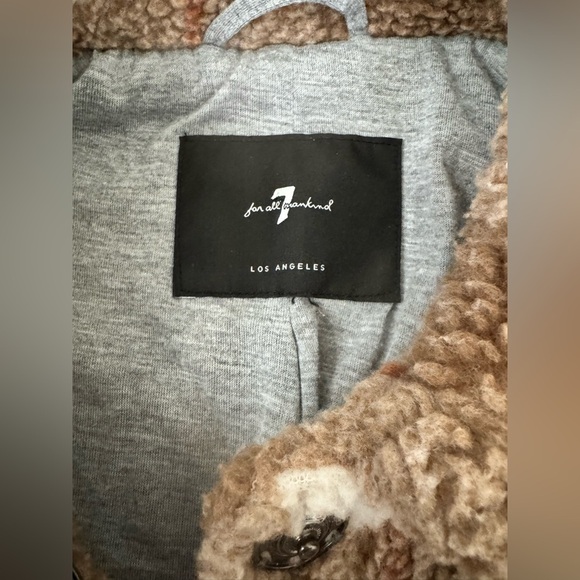 Women’s 7 For All Mankind Anthropologie Sherpa Tartan Plaid Trucker Jacket - Picture 7 of 9